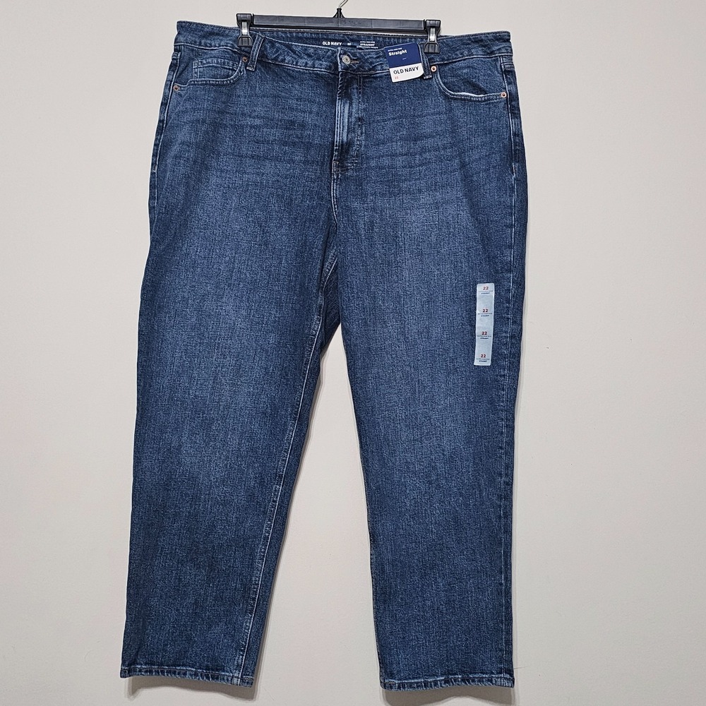 Old Navy Women's Jeans Size 22 Blue Extra‎ High-Rise Straight Blue Cotton 0542